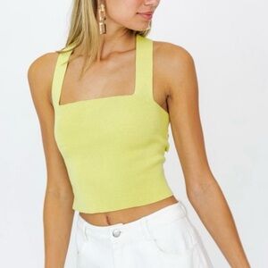 Yellow Square Neck Criss-Cross Tie Top